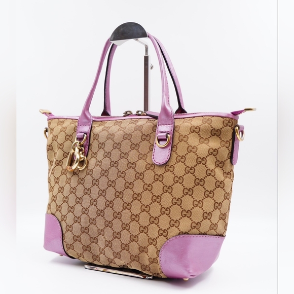 AN18❤️ GUCCI Monogram Heart Bit Charm Top Handle Tote - Picture 3 of 16